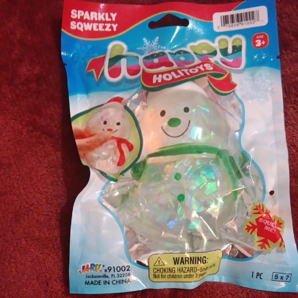 Happy Holitoys Sparkly Squeezy Snowman Choice Of Red Or Green - Picture 3 of 3